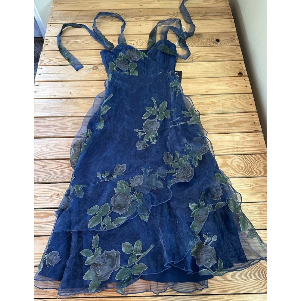 NWT Lulu's Ronny Kobo Floral Tie Shoulder Dress Size Small Women’s Navy - Picture 2 of 7